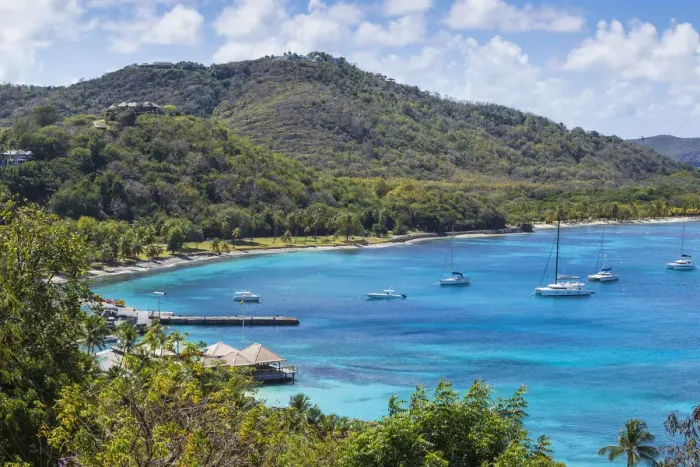 Framed Print : St Vincent and The Grenadines, Mustique, View of Brittania Bay Framed Print : St Vincent and The Grenadines, Mustique, View of Brittania Bay