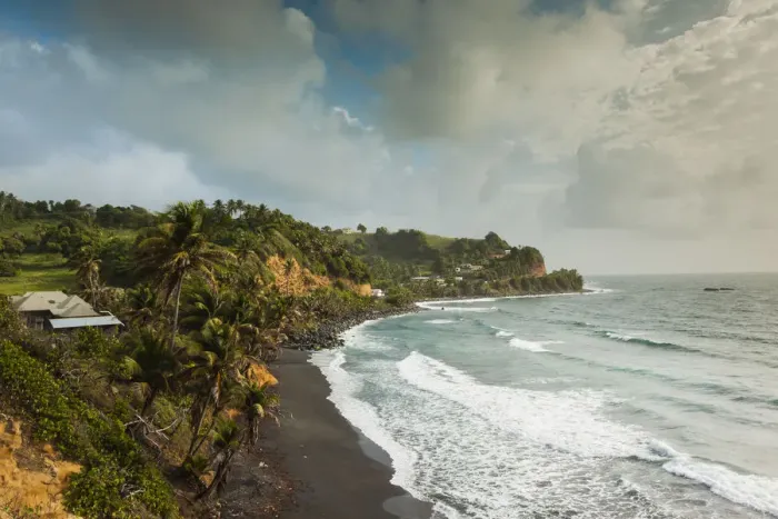 Framed Print : St. Vincent and the Grenadines, St. Vincent, Windward Coast, San Souci, cliffs