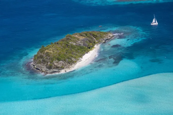 Framed Print : St Vincent and The Grenadines, Tobago Cays, Aerial view of Jamesby Framed Print : St Vincent and The Grenadines, Tobago Cays, Aerial view of Jamesby