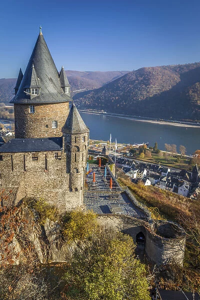 Stahleck Castle above Bacherach, Middle Rhine Valley, Rhineland-Palatinate, Germany