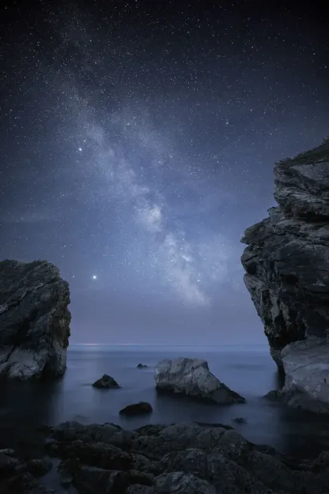 Framed Print : Stair Hole at night with Milky Way, West Lulworth, Jurassic Coast World Heritage Site Framed Print : Stair Hole at night with Milky Way, West Lulworth, Jurassic Coast World Heritage Site