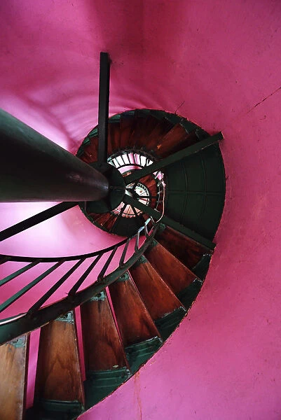 Staircase in a lighthouse, Hopetown, Elbow Cay, Abacos Islands, Bahamas, Karibik