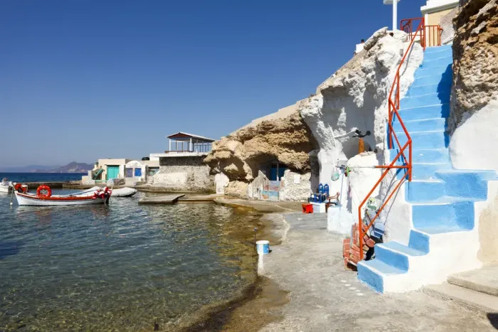 Framed Print : Stairs to a fishing port of Mandraki on the island of Milos, Cyclades, Greece Framed Print : Stairs to a fishing port of Mandraki on the island of Milos, Cyclades, Greece