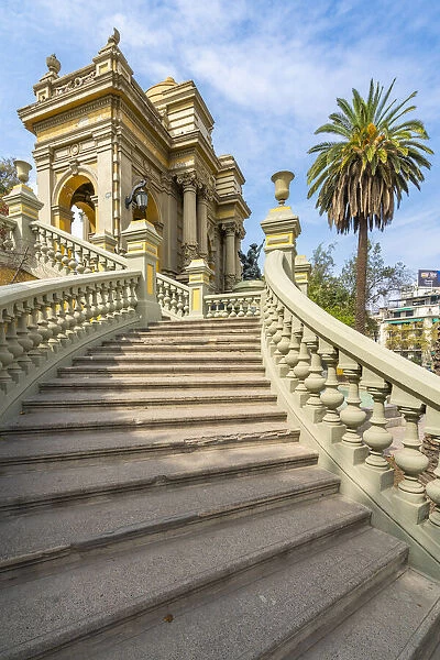 Stairs by Neptune Fountain at Santa Lucia Hill, Santiago, Santiago Metropolitan Region, Chile