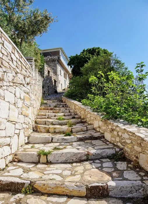Framed Print : Stairway at Apeiranthos Village, Naxos Island, Cyclades, Greece Framed Print : Stairway at Apeiranthos Village, Naxos Island, Cyclades, Greece