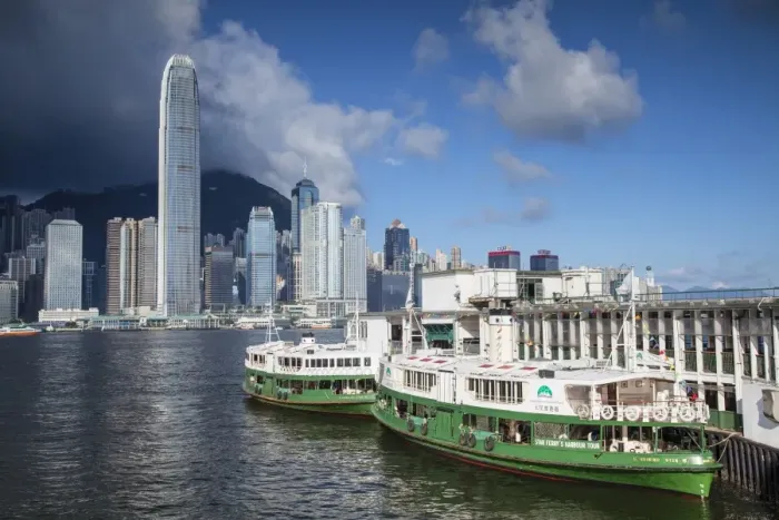Framed Print : Star Ferry and Hong Kong Island skyline, Hong Kong Framed Print : Star Ferry and Hong Kong Island skyline, Hong Kong