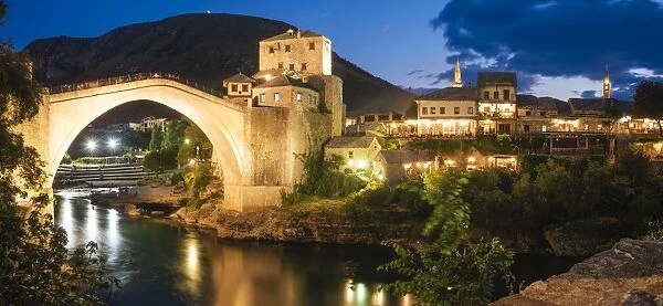 Stari Most Bridge at night, Mostar, Bosnia & Hercegovina