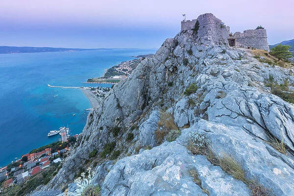 Starigrad fortress (Fortica) above the city of Omis, Dalmatia, Adriatic Coast, Croatia