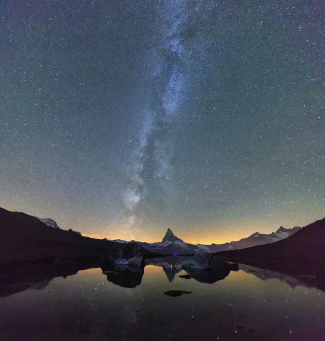 Framed Print : Stars and Milky Way above the Matterhorn reflected in Lake Stellisee Zermatt Canton Framed Print : Stars and Milky Way above the Matterhorn reflected in Lake Stellisee Zermatt Canton