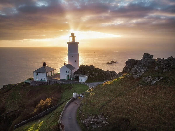Start Point Lighthouse at sunrise, South Hams, Devon, England, UK