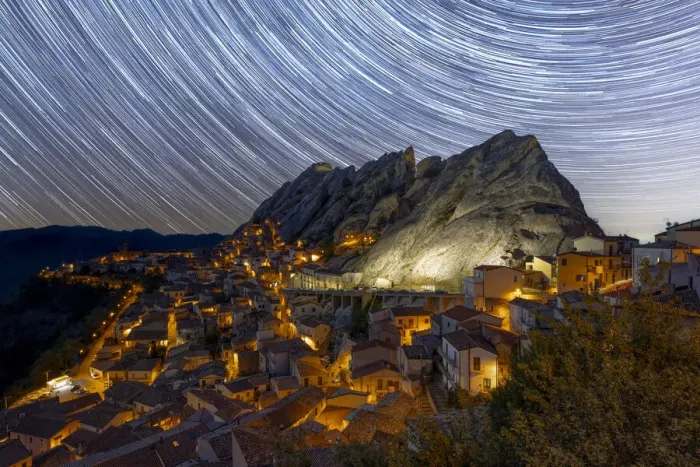 Framed Print : Startrails, captured during a summer night in Pietrapertosa