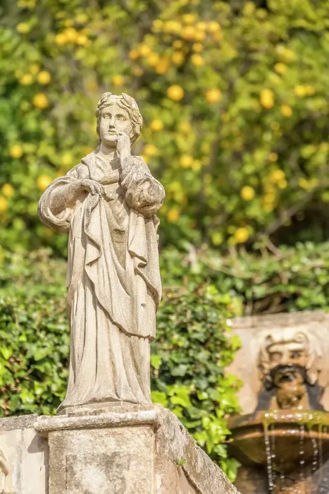 Framed Print : Statue amidst lemon trees in the upper gardens of the Raixa estate, Bunyola, Mallorca, Balearic Islands, Spain Framed Print : Statue amidst lemon trees in the upper gardens of the Raixa estate, Bunyola, Mallorca, Balearic Islands, Spain
