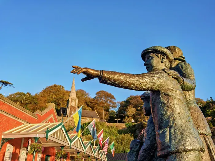 Framed Print : Statue of Annie Moore and her brothers at sunrise, Cobh, County Cork, Ireland Framed Print : Statue of Annie Moore and her brothers at sunrise, Cobh, County Cork, Ireland