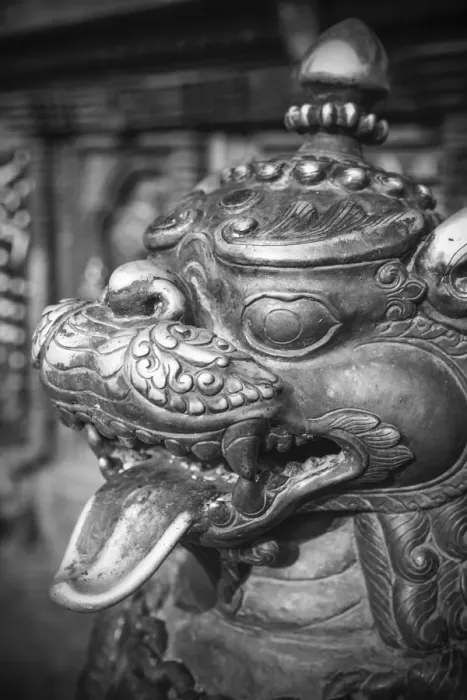 Framed Print : Statue at Bhairabnath Temple, Taumadhi Tole, Bhaktapur (UNESCO World Heritage Site)