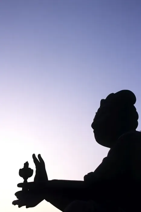 Framed Print : Statue of a Bodhisattva - one of six ringing the giant