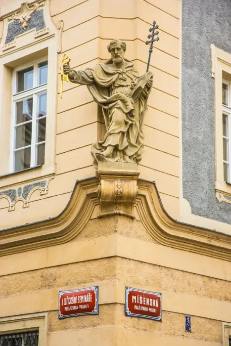 Framed Print : Statue on building in Mala Strana, (Little Quarter), Prague, Czech Republic Framed Print : Statue on building in Mala Strana, (Little Quarter), Prague, Czech Republic