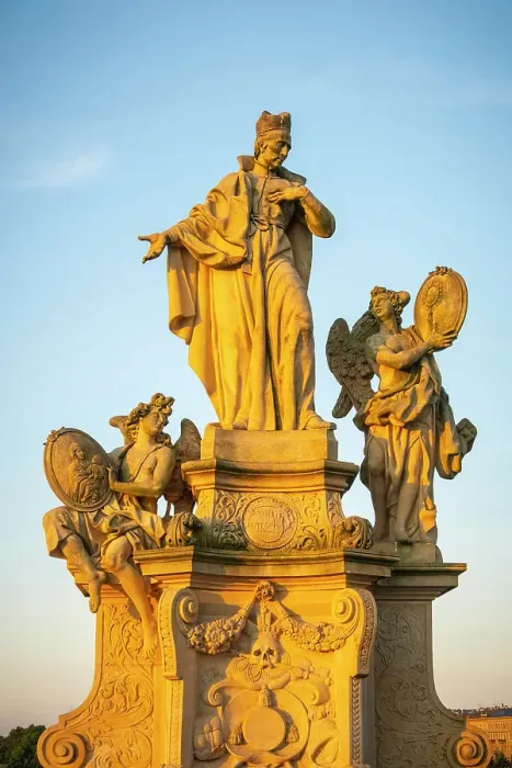 Framed Print : Statue on Charles Bridge, Prague, Czech Republic