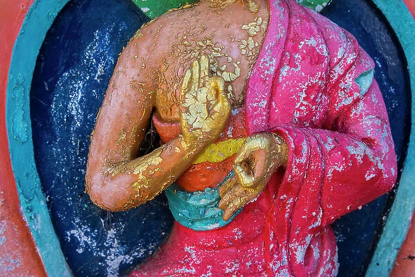 Detail of statue at entrance to Tengboche Monastery, Tengboche, Solukhumbu, Nepal