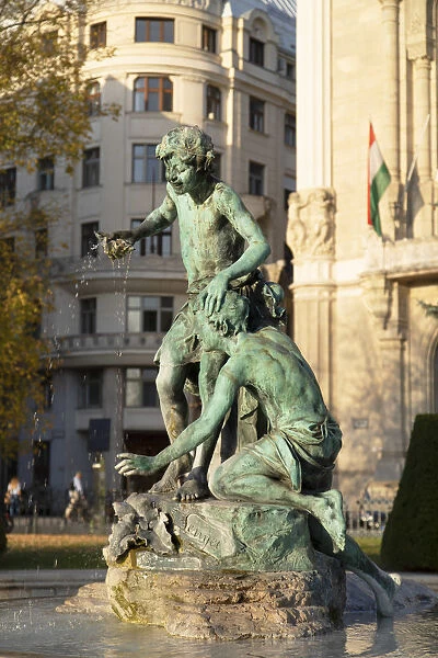 Statue of fountain in Vigado Square, Budapest, Hungary