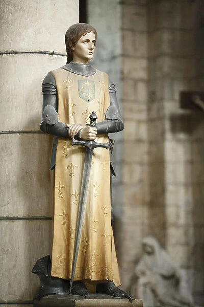 Statue of Joan of Arc, church Saint-Hilaire le Grand, Poitou-Charantes, France