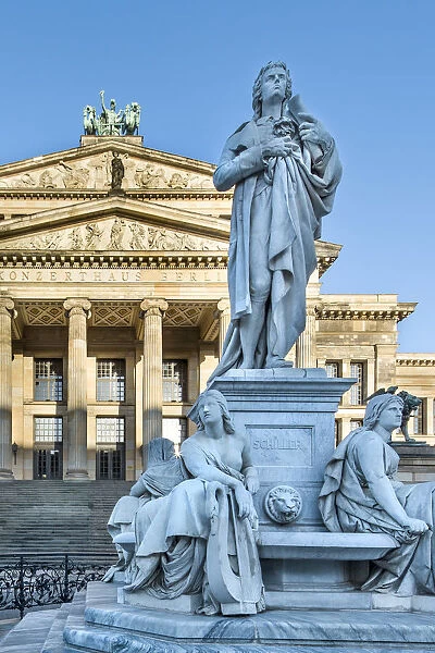 Statue and Konzerthaus, Gendarmenmarkt, Berlin, Germany