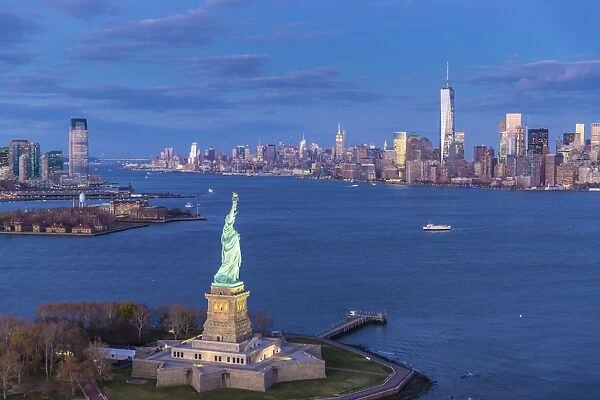 Statue of Liberty Jersey City and Lower Manhattan, New York City, New York, USA