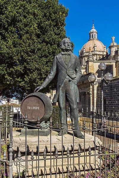 Statue of Manuel Maria Gonzalez Angel, co-founder of Gonzalez Byass winery, Jerez