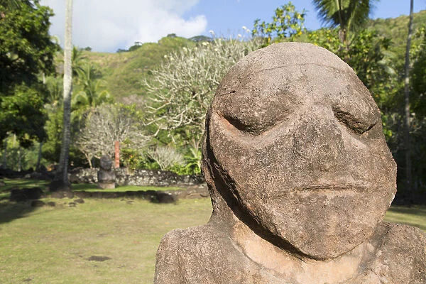 Statue at Marae Arahurahu, Pa ea, Tahiti, French Polynesia