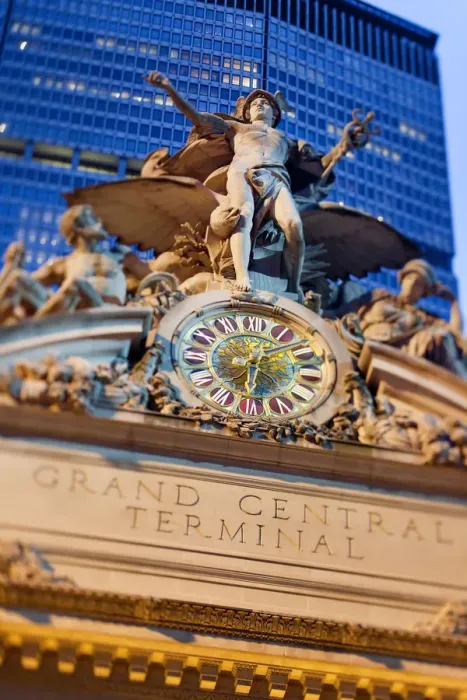 Framed Print : Statue of Mercury and Clock on the 42nd Street facade of Grand Central Terminus Station Framed Print : Statue of Mercury and Clock on the 42nd Street facade of Grand Central Terminus Station