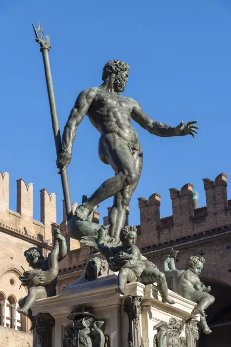 Framed Print : Statue of Neptune against blue sky, Piazza Maggiore, Bologna, Emilia Romagna, Italy Framed Print : Statue of Neptune against blue sky, Piazza Maggiore, Bologna, Emilia Romagna, Italy