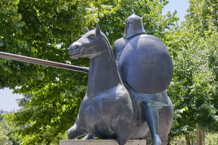 Framed Print : Statue of the Portuguese warrior by the sculptor Jose Rodrigues representing Framed Print : Statue of the Portuguese warrior by the sculptor Jose Rodrigues representing