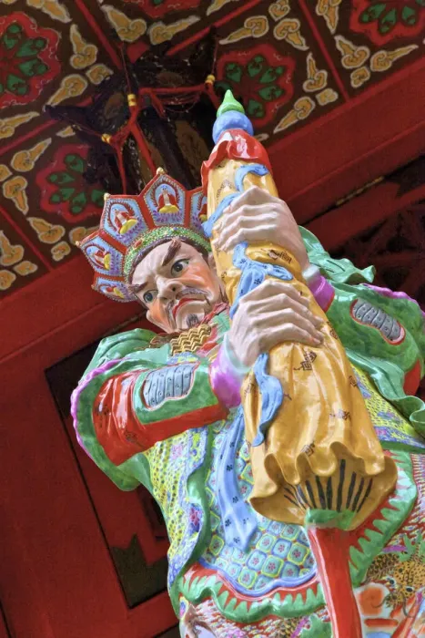 Framed Print : Statue Of Vaisravana One Of The Four Heavenly Kings At Wong Tai Sin Temple, Hong Kong Framed Print : Statue Of Vaisravana One Of The Four Heavenly Kings At Wong Tai Sin Temple, Hong Kong