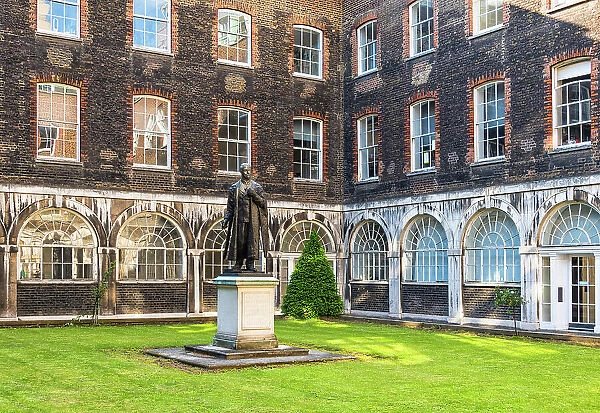 A statue of Viscount Nuffield, president, benefactor and friend of Guys Hospital, London, England