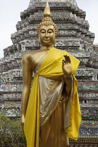 A statue in front of the Wat Arun Temple in Bangkok Thailand