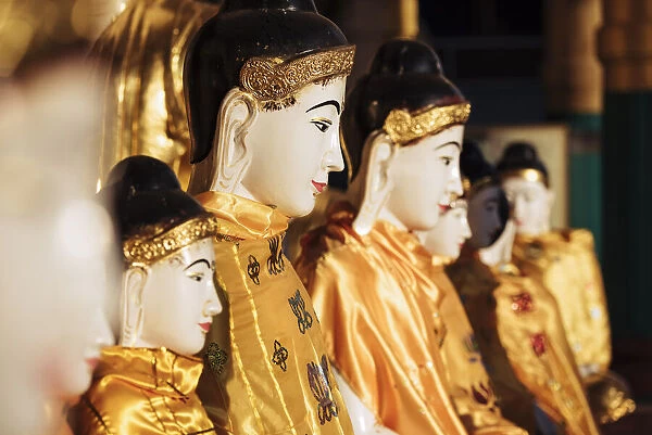 Statues of Buddha, Shwedagon Pagoda, Yangon, Myanmar