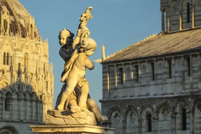 Framed Print : Statues of cherubs winged angels between, Baptistery and Santa Maria Assunta Cathedral, Piazza dei Miracoil, Pisa, Tuscany, Italy Framed Print : Statues of cherubs winged angels between, Baptistery and Santa Maria Assunta Cathedral, Piazza dei Miracoil, Pisa, Tuscany, Italy