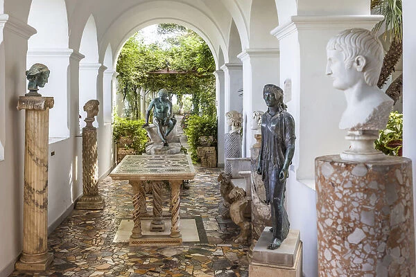 Statues in the garden of Villa San Michele, Anacapri, Capri, Gulf of Naples, Campania