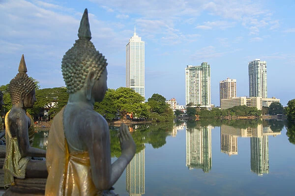Statues at Seema Malakaya on Bere Lake, Colombo, Sri Lanka