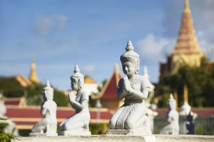 Framed Print : Statues at Silver Pagoda in Royal Palace, Phnom Penh, Cambodia Framed Print : Statues at Silver Pagoda in Royal Palace, Phnom Penh, Cambodia