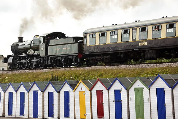 Steam Train & beach huts, Goodrington, Devon, UK