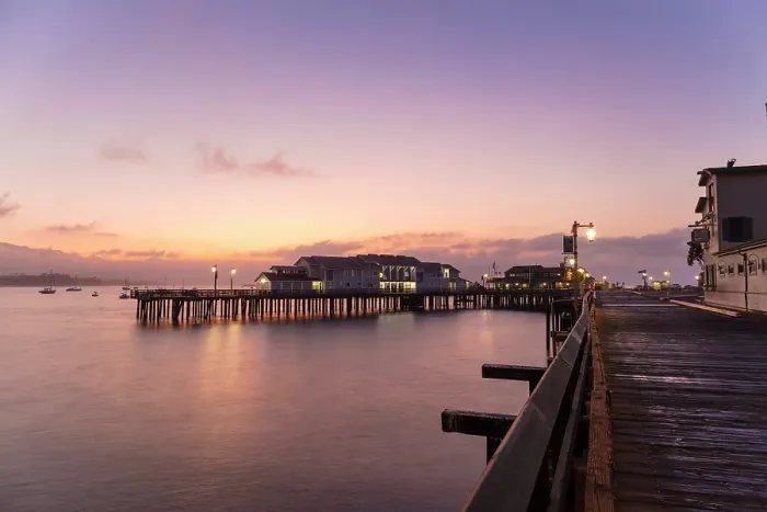 Framed Print : Stearns Wharf at dusk, Santa Barbara, California, USA Framed Print : Stearns Wharf at dusk, Santa Barbara, California, USA