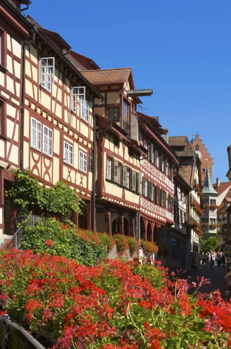 Framed Print : Steiggasse, Old town of Meersburg, Lake Constance, Baden-Wuerttemberg, Germany