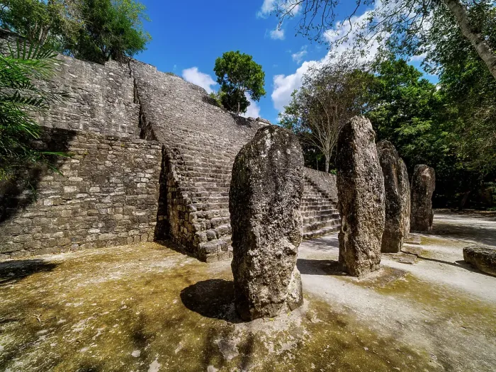 Framed Print : Stelae in front of Structure VII, Calakmul Archaeological Site, Campeche State, Mexico Framed Print : Stelae in front of Structure VII, Calakmul Archaeological Site, Campeche State, Mexico