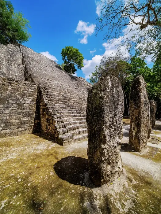 Framed Print : Stelae in front of Structure VII, Calakmul Archaeological Site, Campeche State, Mexico Framed Print : Stelae in front of Structure VII, Calakmul Archaeological Site, Campeche State, Mexico