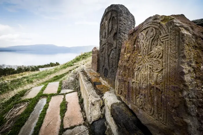 Framed Print : Stele near Sevanavank monastery, Lake Sevan, Gegharkunik province, Armenia Framed Print : Stele near Sevanavank monastery, Lake Sevan, Gegharkunik province, Armenia