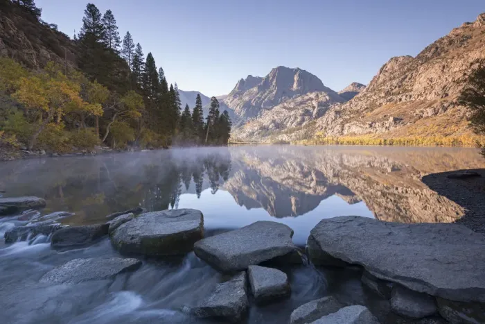 Framed Print : Stepping stones over Silver Lake in the Eastern Sierras, June Lakes, California, USA Framed Print : Stepping stones over Silver Lake in the Eastern Sierras, June Lakes, California, USA