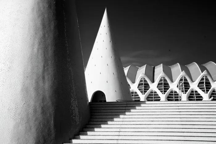 Framed Print : Steps, conical elevator shaft and Science Museum, Ciudad de los artes y ciencias (City of Arts and Sciences), Valencia, Spain Framed Print : Steps, conical elevator shaft and Science Museum, Ciudad de los artes y ciencias (City of Arts and Sciences), Valencia, Spain