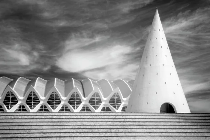 Framed Print : Steps, conical elevator shaft and Science Museum, Ciudad de los artes y ciencias (City of Arts and Sciences), Valencia, Spain Framed Print : Steps, conical elevator shaft and Science Museum, Ciudad de los artes y ciencias (City of Arts and Sciences), Valencia, Spain