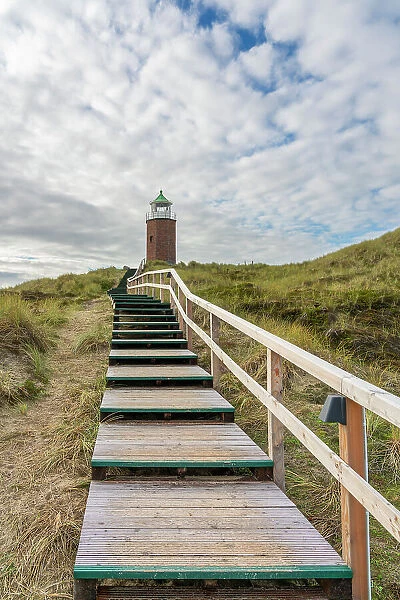 Steps leading to Rotes Kliff lighthouse, Kampen, Sylt, Nordfriesland, Schleswig-Holstein, Germany