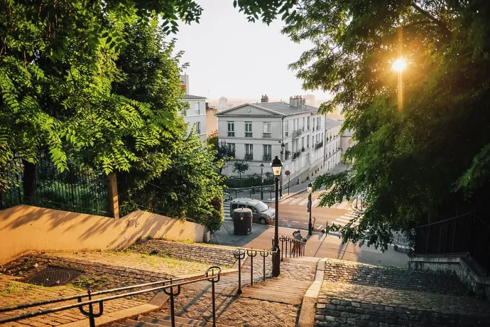 Framed Print : Steps by Montmartre, Paris, Ile de France, France Framed Print : Steps by Montmartre, Paris, Ile de France, France